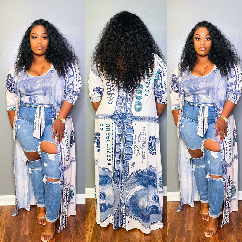 “MONEY TALKS” 2 PIECE DUSTER SET”