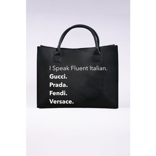 "MATERIAL GIRL" LUX” VEGAN LEATHER TOTE