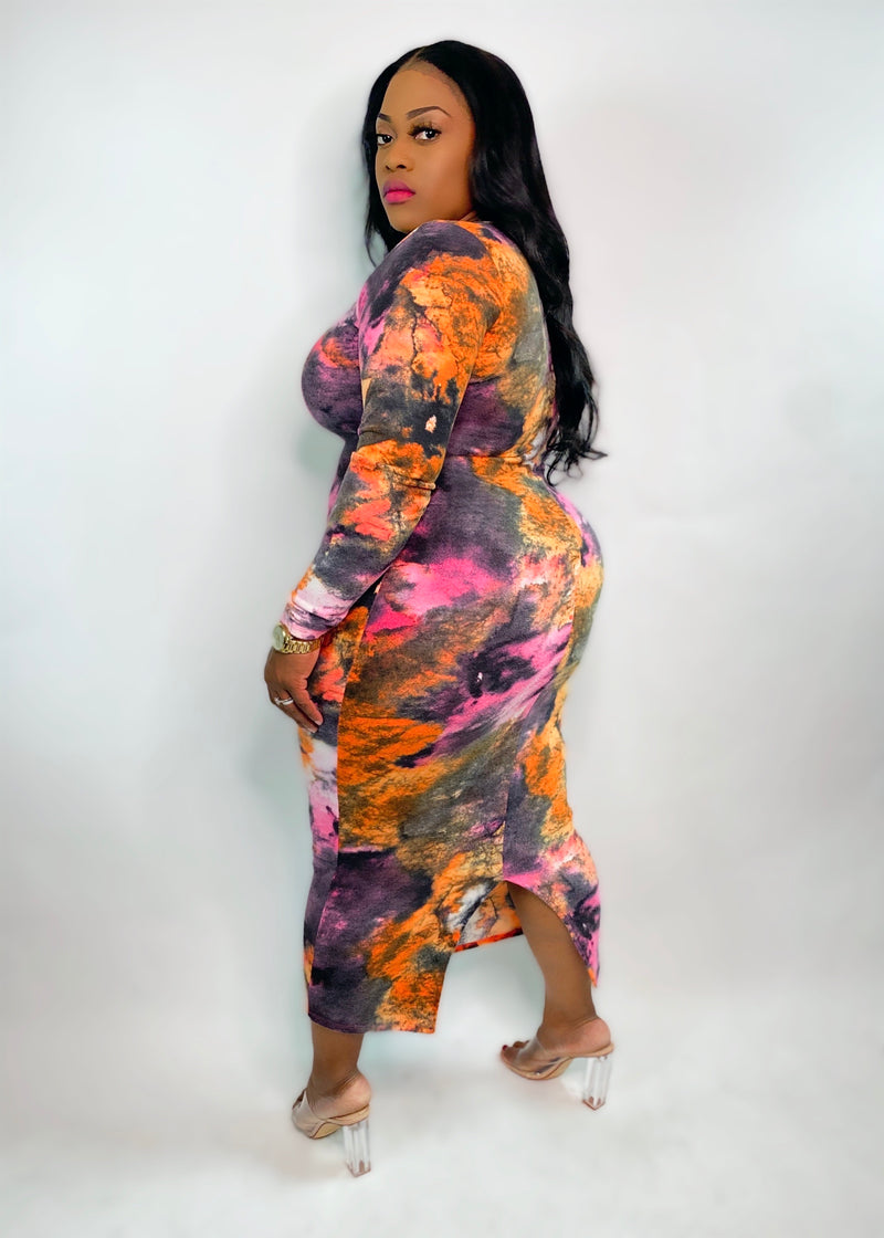 “SOMETHING LIKE A MASTERPIECE” FLEECE MIDI DRESS