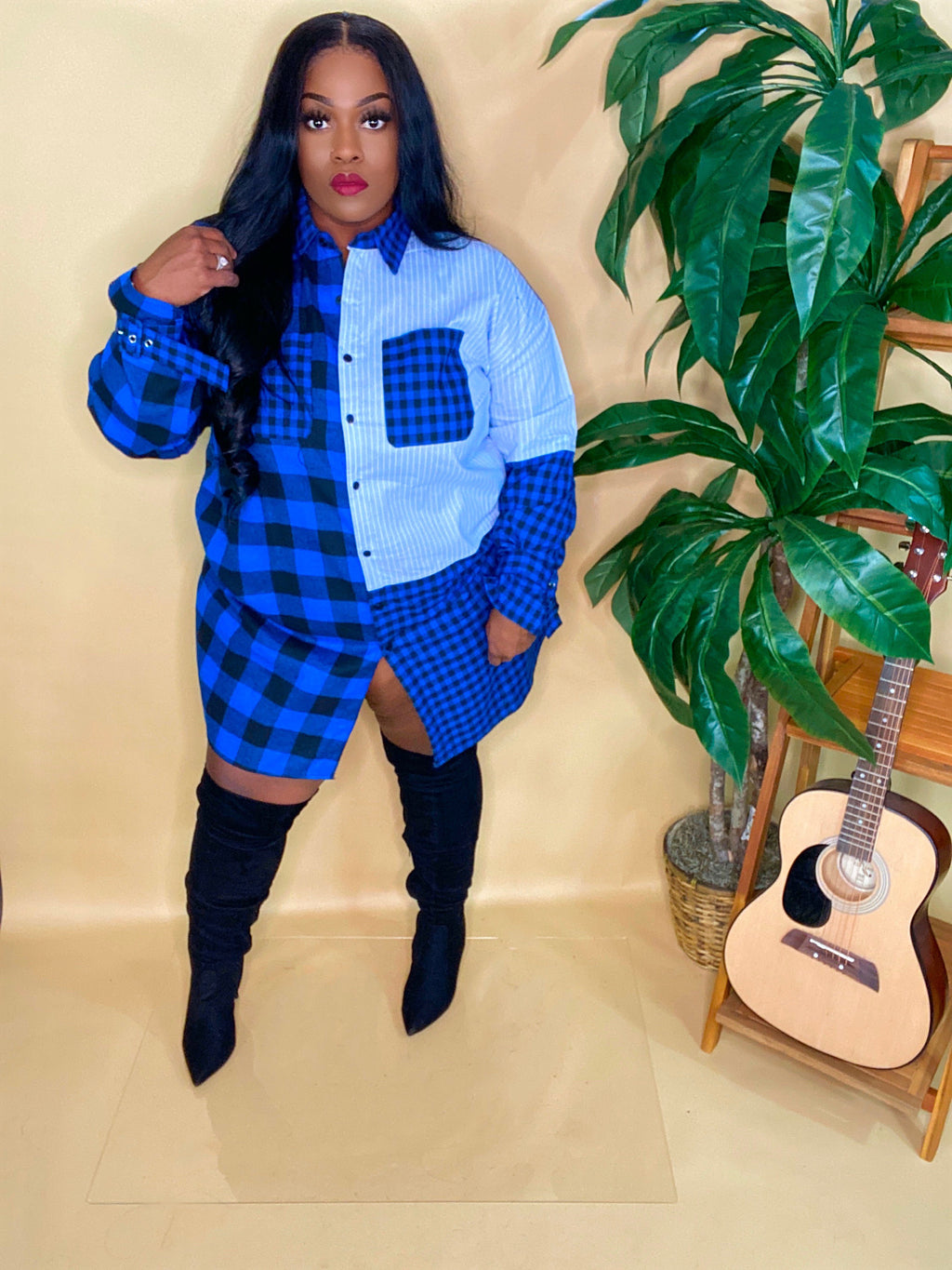 "TRU BLUE" BOYFRIEND BUTTON DOWN SHIRT DRESS